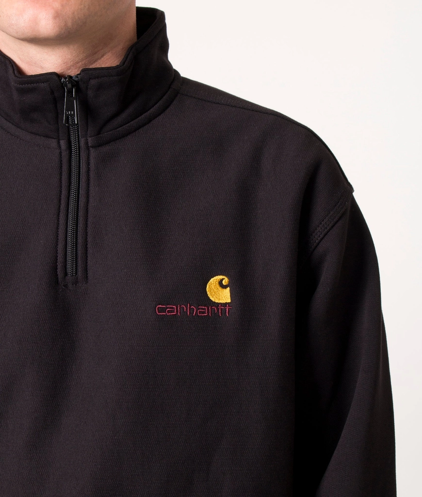 Carhartt WIP Mens Relaxed Fit Quarter Zip American Script Sweatshirt